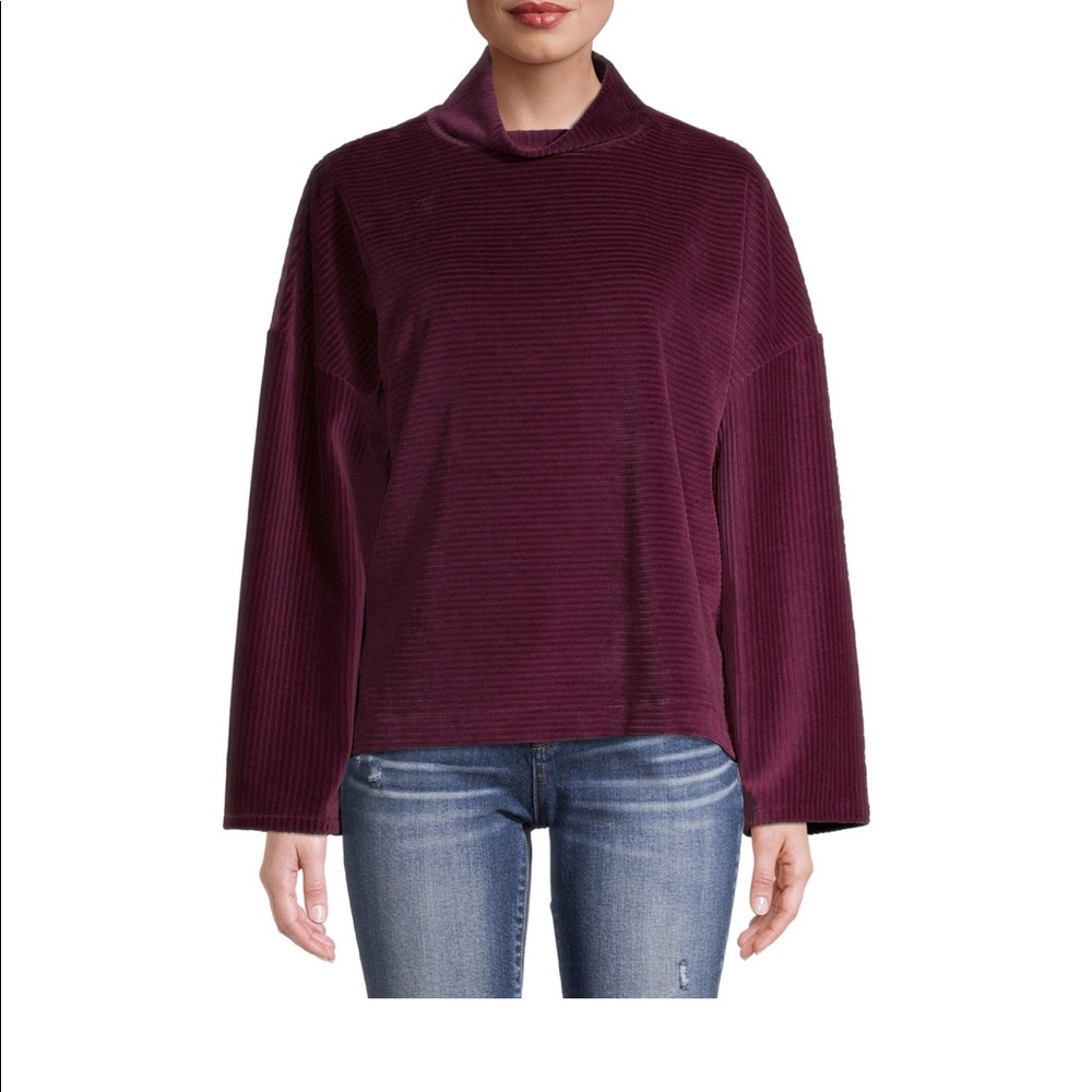 Time and tru corduroy mock neck top NWT